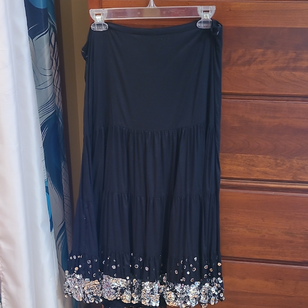 Elegant Black Skirt with Sequin Details